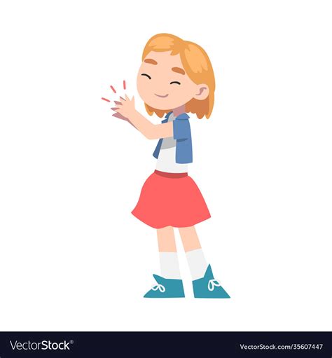 Cute happy little girl clapping her hands Vector Image