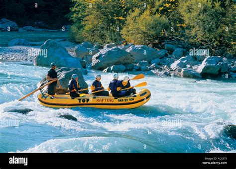 Rafting at the Soca river Bovec Triglav National Park Slovenia Stock ...