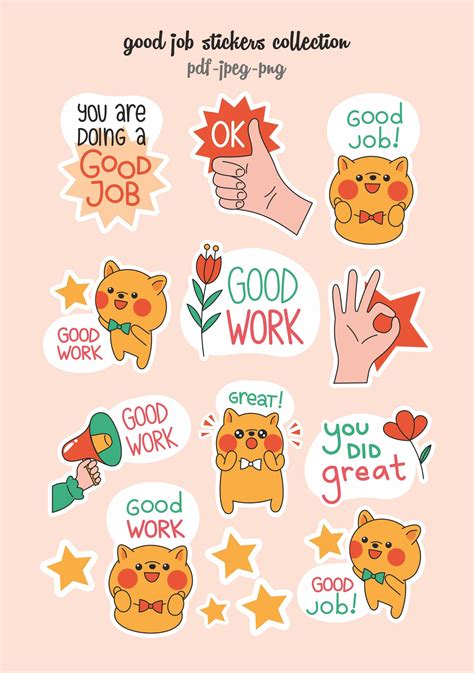 Good Job Stickers Collection, Digital Sticker, Packaging Labels Digital ...