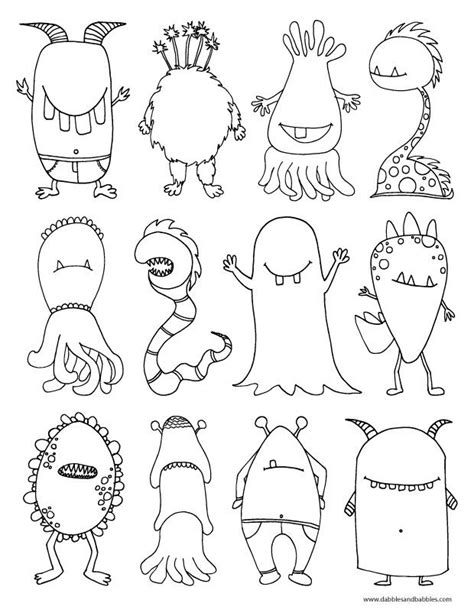 Monsters Coloring Page - Dabbles & Babbles | Monster coloring pages ...