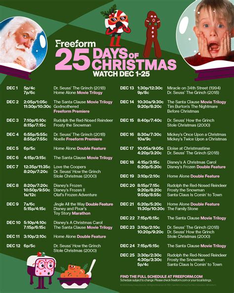 Freeform Christmas Schedule 2024 - Ayn Karine