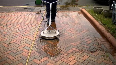 Block paving cleaning driveway with a Mossmatic flat surface cleaner 2 ...