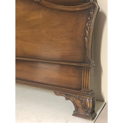 Antique Traditional Carved Walnut Full Size Bedframe | Chairish