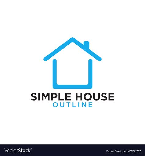 Simple line art blue house logo design template Vector Image