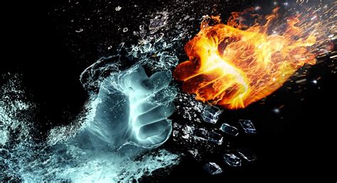 ice, cold, heat, fire, creative, art, hd HD Wallpaper