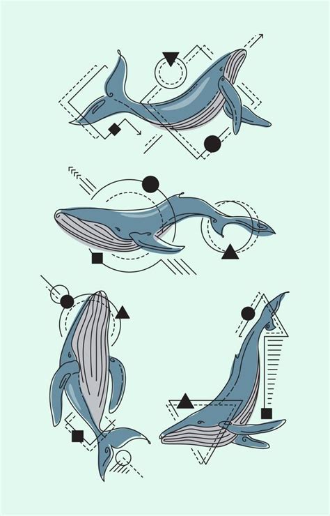 Aesthetic Minimalist Tattoo Blue Whale 10752902 Vector Art at Vecteezy