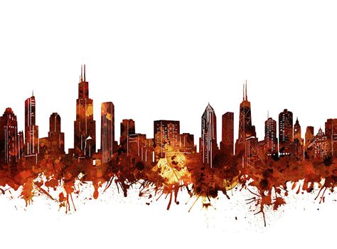 Chicago Skyline Watercolor 6 Digital Art by Bekim M