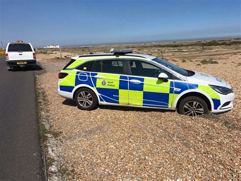 Coronavirus Kent: Kent Police car stuck on Dungeness beach