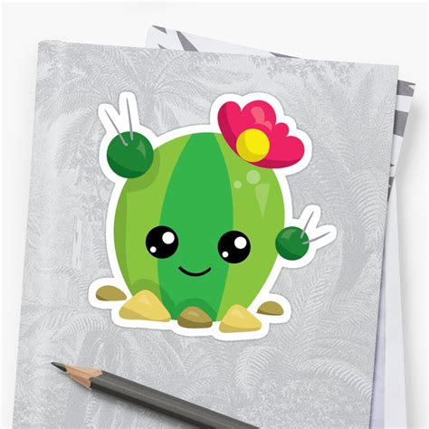 "Cute Kawaii Cactus Emoji" Stickers by LarkDesigns | Redbubble