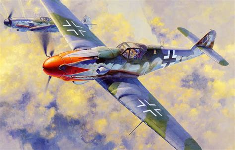 Wallpaper war, art, painting, ww2, Messerschmitt Bf 109 K4 images for ...