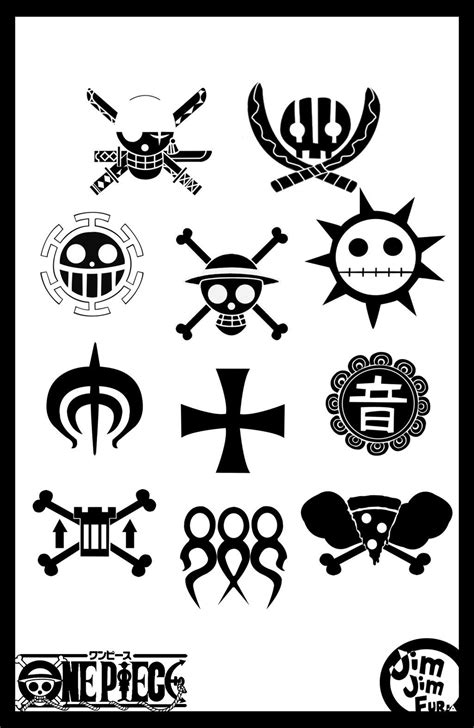 Symbols Of Each Crew One Piece Drawing One Piece Tattoos One Piece ...