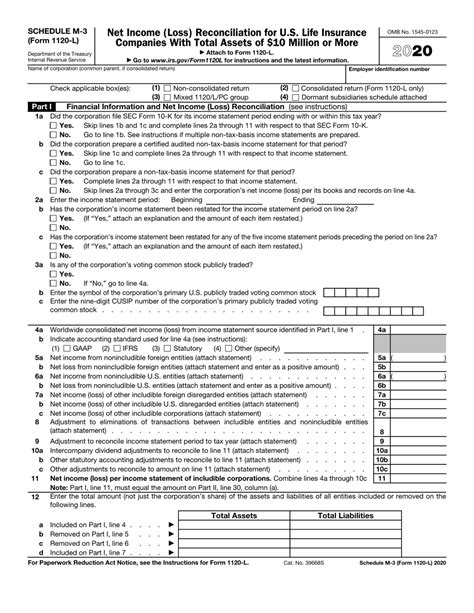 IRS Form 1120-L Schedule M-3 Download Fillable PDF or Fill Online Net ...