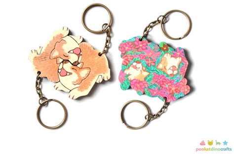 Blossom Corgi Keychain Set by pookat on DeviantArt