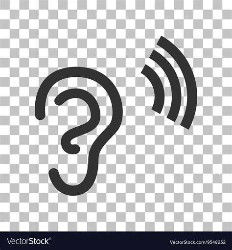 Human ear sign dark gray icon on transparent Vector Image