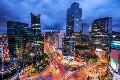 View of downtown at gangnam square in seoul south Korea Stock Photo ...