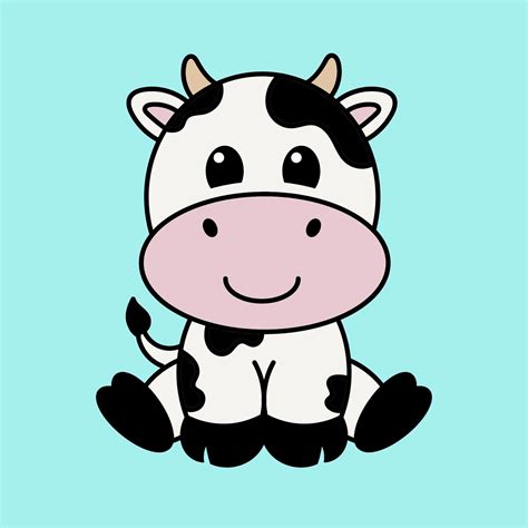 Cute Baby Cow SVG | Cartoon Baby Cow Vector Clip Art | Decal