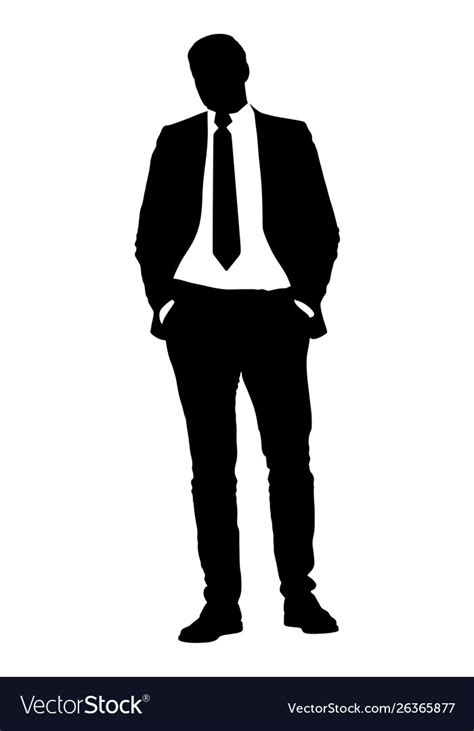 Confident man in suit businessman silhouette Vector Image