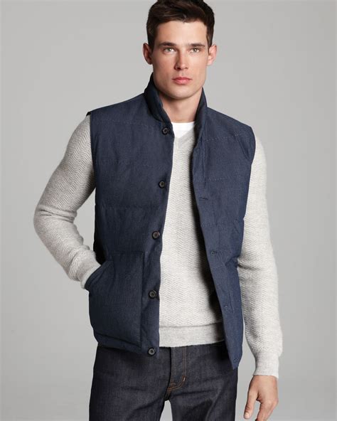 Lyst - Vince Quilted Down Puffer Vest in Blue for Men