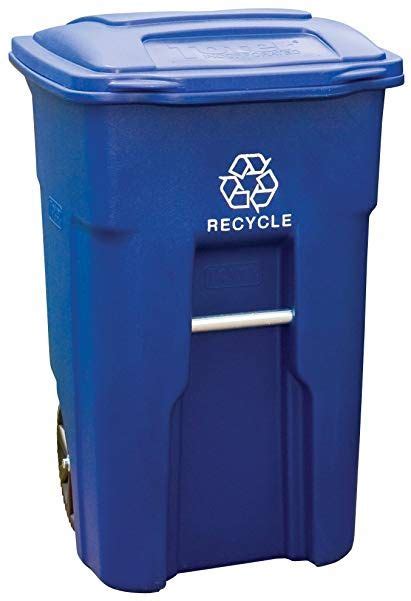 Toter 025532-R1BLU Residential Heavy Duty 2-Wheeled Recycling Can ...