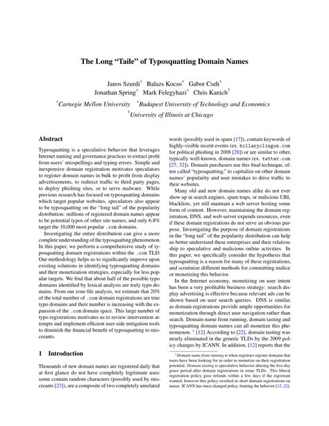 (PDF) The Long "Taile" of Typosquatting Domain Names