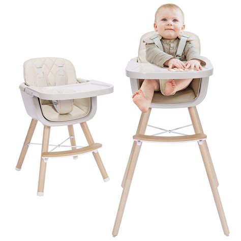 3-in-1 Convertible Wooden High Chair,Baby High Chair with Adjustable ...