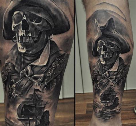 #pirate #tattoos on calf Pirate Tattoo Sleeve, Pirate Skull Tattoos ...