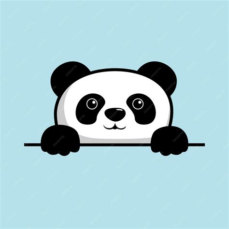 Dibujos animados de panda escondido detrás de la pared | Vector Premium