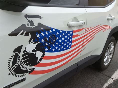 Marine Corps and American Flag decals install. #Marines #Flag #vinyl # ...