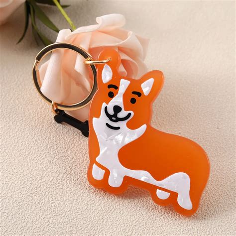 Acrylic New Fashion Elegant Orange Corgi Keychain - styloclubs.com