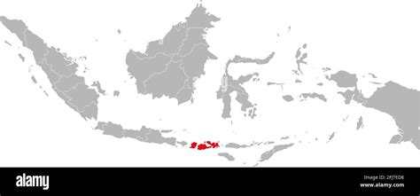 Nusa tenggara barat province isolated on indonesia map. Gray background ...