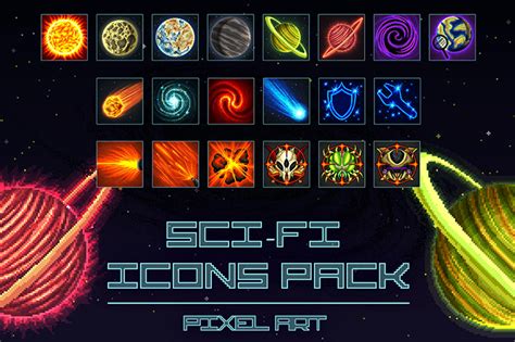 20 Free SCI-FI Icons Pixel Art by Free Game Assets (GUI, Sprite, Tilesets)