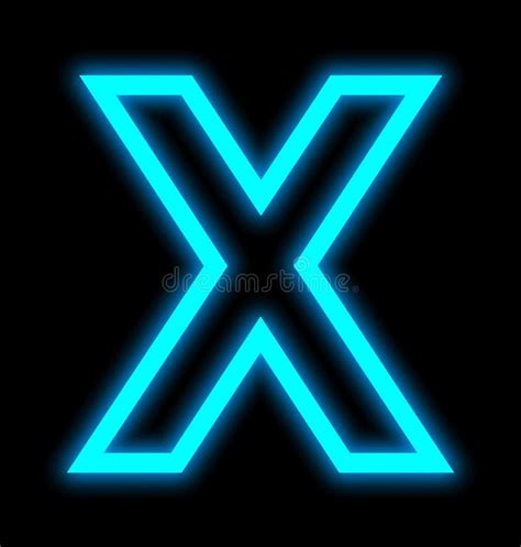 Letter X Neon Lights Outlined Isolated on Black Stock Illustration ...