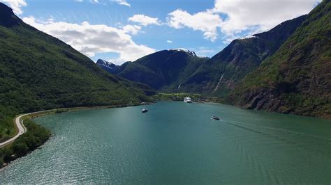 Scenic aerial view of fjord with cruise ship in Norway. 1303142 Stock ...