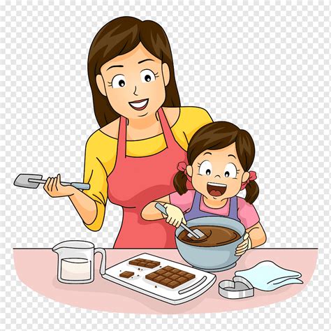 Cooking Mother Baking, Mother and daughter make chocolate, child, food ...