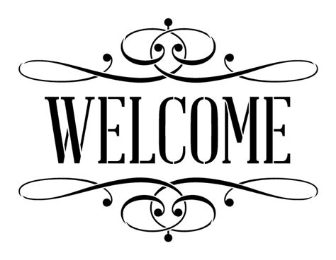 Welcome Word Stencil - Skinny Serif with Flourish - 11" x 8-1/2"