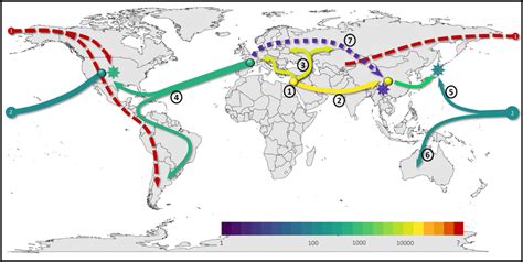 Worldwide migration patterns hypothesis over time and throughout the ...