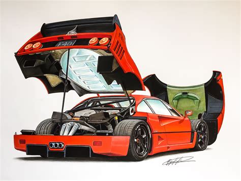 Ferrari F40 lightweight LM wing | Desenhos de carros, Super carros, Carros