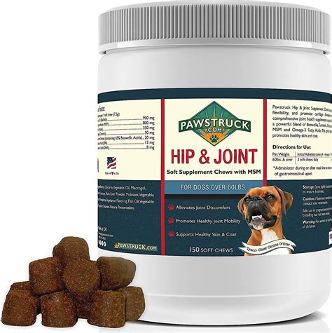 PAWSTRUCK Hip & Joint Chews Dog Supplement, Over 60 lbs, 150-count ...