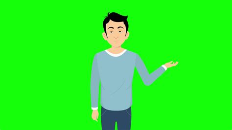 young man talking character animation front View green screen 4k ...