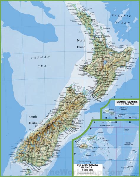 Map of New Zealand with cities and towns - Ontheworldmap.com