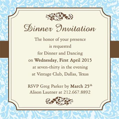 Formal Dinner Party Invitation Wording