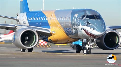 Embraer E190-E2 | Shark livery | Amsterdam Schiphol - YouTube