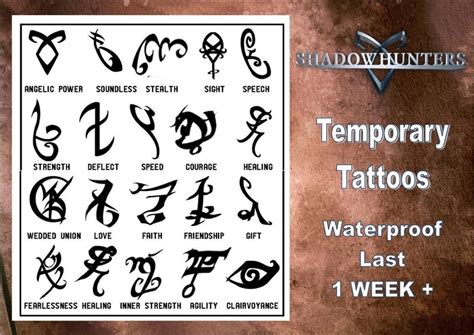 SHADOWHUNTER RUNES ex large temporary tattoos waterproof last 1 WEEK+ ...