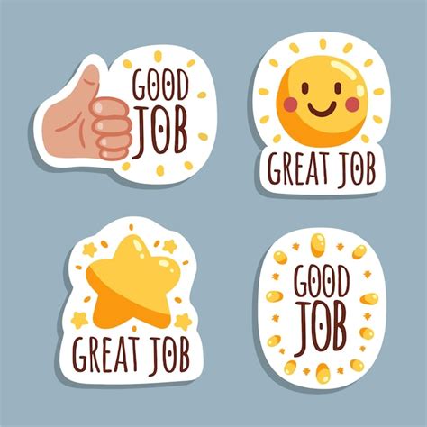 Premium Vector | Great job stickers pack