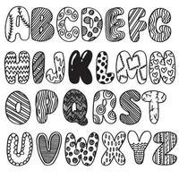 Hand drawn doodle funny font. Set of sketch cute alphabet. Vector ...