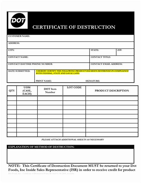 35 Certificate Of Destruction Sample | Hamiltonplastering