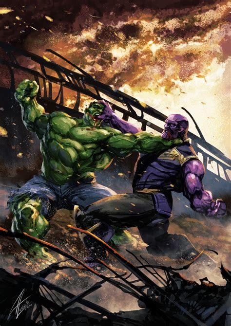 ArtStation - Hulk vs Thanos