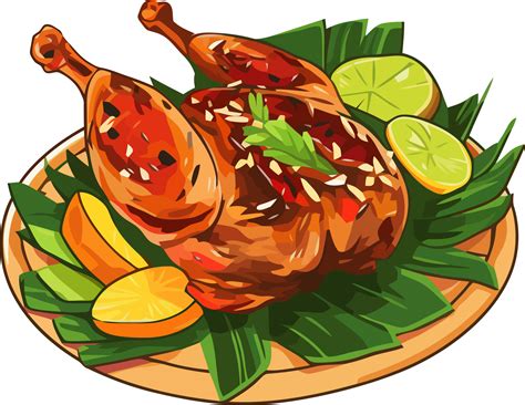 Inasal na manok or grilled chicken dish illustration, Filipino ...