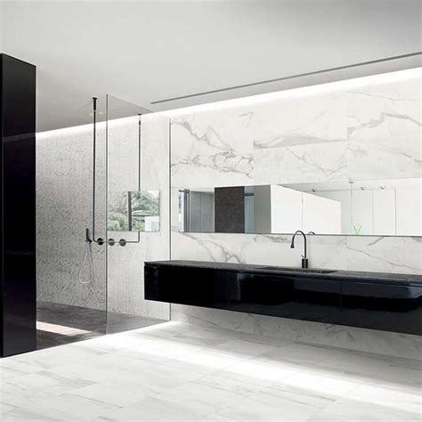 Black Marble effect bathroom tiles: unconventional class