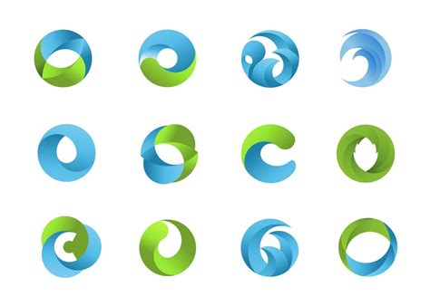 Blue and green natural circular logo shapes 1075659 Vector Art at Vecteezy